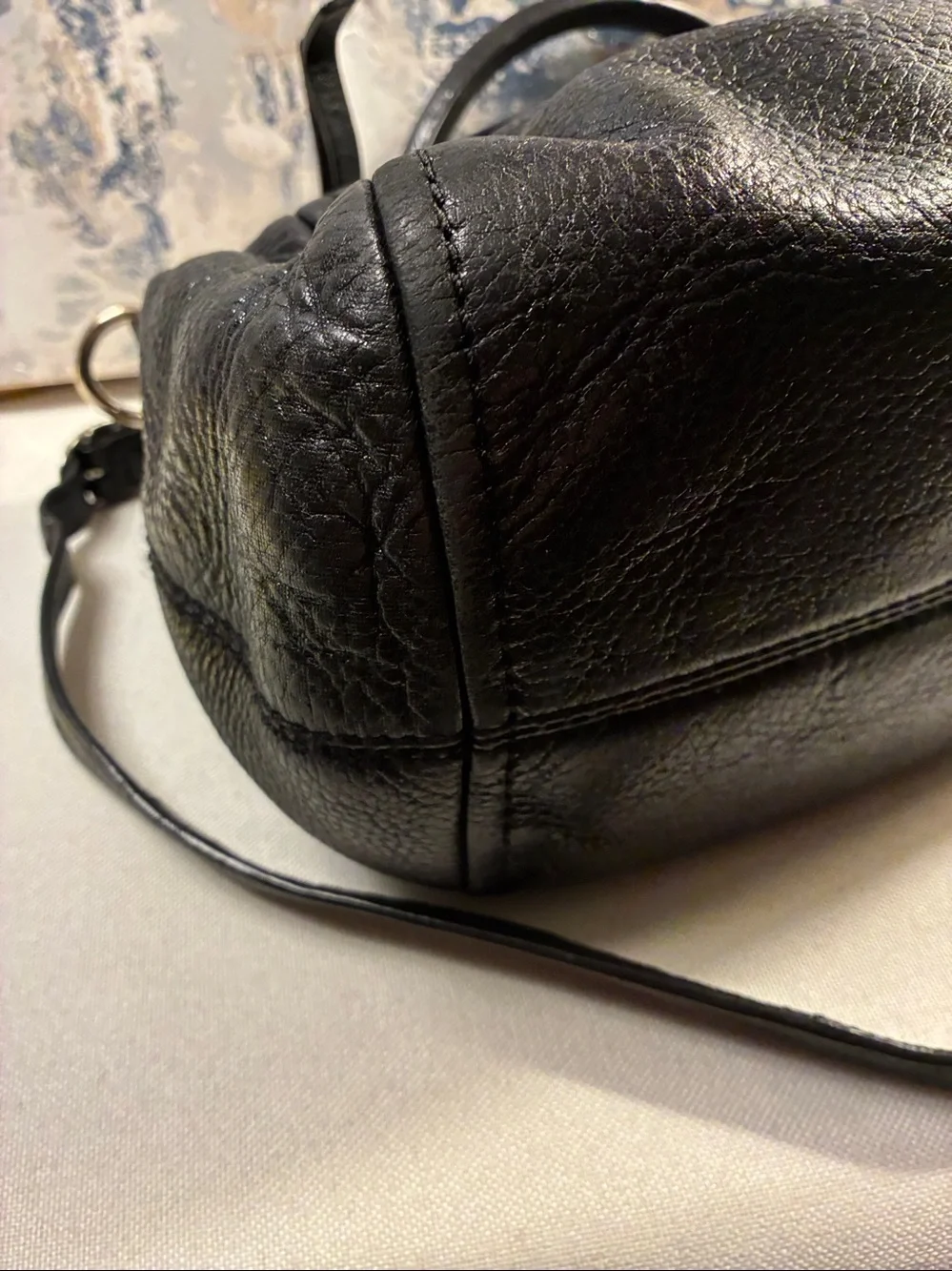 Genuine Kate Spade Black Slouchy Pebbled Leather Shoulder Satchel
